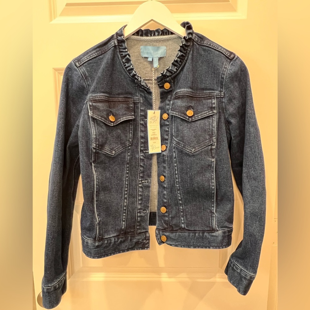NWT Draper James Ruffle Denim Jacket Size S